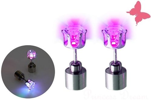 LED Ohrringe Rosa leuchtende Ohrstecker mit Licht